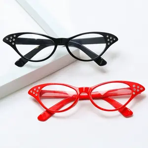 1950 1960s женские розовые красные белые солнцезащитные очки для вечеринки ретро очки кошачий глаз со стразами для вечеринки смазочные очки для детей для взрослых - Product Image 1