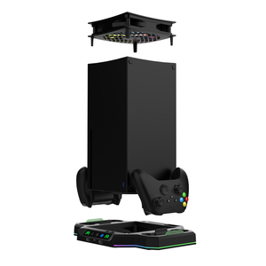 Support de refroidissement RVB multifonctionnel <span class=keywords><strong>X</strong></span> <span class=keywords><strong>Box</strong></span> pour <span class=keywords><strong>Console</strong></span> <span class=keywords><strong>X</strong></span> <span class=keywords><strong>Box</strong></span> Series <span class=keywords><strong>X</strong></span> Station de charge à double contrôleur avec batterie - Product Image 2