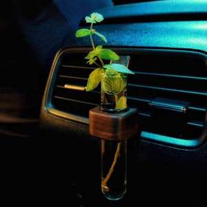 Vaso in Vetro con Tubi di Prova Intagliati in Legno per Piante Idroponiche e Composizioni Floreali, Ornamento per Auto - Product Image 6