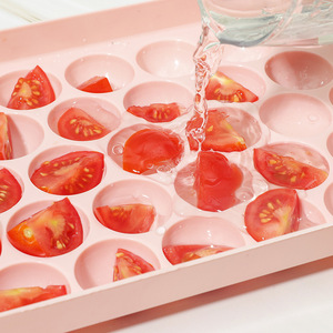 Round Ice Cube Tray 33 Compartments PP <b>Material</b> Freezer Safe For Homemade Ice Balls Nordic <b>Blue</b> Pink Styles - Product Image 4