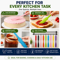 Spatule en silicone de qualité alimentaire sans BPA, spatule de cuisson et racloir avec long manche, outil de cuisine réutilisable pour bocaux et bouteilles