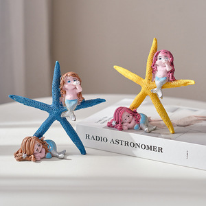 เรซิ่นรูปนางเงือกปลาดาวตกแต่งบ้านเดสก์ท็อปเครื่องประดับงานศิลปะของขวัญงานฝีมือ - Product Image 1