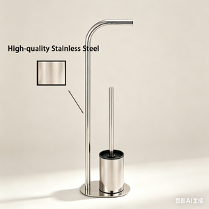 <span class=keywords><strong>Soporte</strong></span> Multifuncional para Baño, Plateado Pulido, Acero Inoxidable 201, Escobilla para Inodoro con Portarrollos de <span class=keywords><strong>Papel</strong></span> Higiénico - Product Image 4