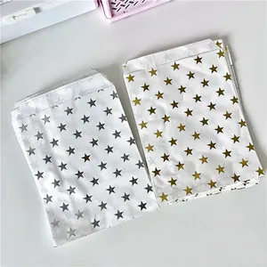 wholesale custom printing logo silver Starburn star hot kraft paper gift bag packing gift