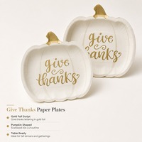 Assiettes en papier en forme de citrouille avec feuille d'or jetables pour Thanksgiving