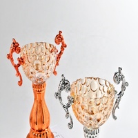 Trophée en cristal personnalisé, motif bulles multicolores, écologique, gravé au laser, poli, style sportif, avec placage métallique
