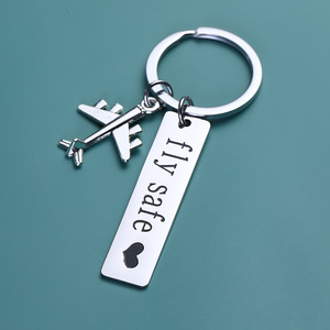 Portachiavi in Acciaio Inossidabile con Ciondolo a Forma di Aereo e Logo Personalizzato, 'Fly Safe Heart I Need You Here with Me', Anelli Portachiavi Tipo Dog Tag - Product Image 5