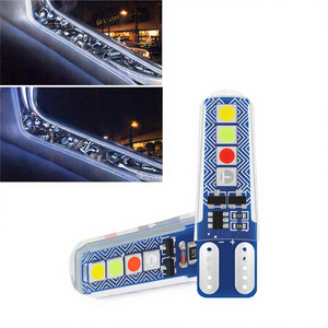 หลอดไฟ LED ซิลิโคน T10-3030-8SMD RGB สำหรับรถยนต์ 12V รุ่นใหม่ ใช้ได้กับรถยนต์ทั่วไป ไฟส่องป้ายทะเบียนแบบแฟลช - Product Image 3