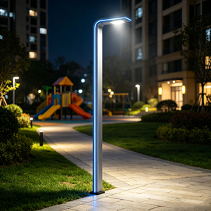 โคมไฟเสา LED ระดับไฮเอนด์ สไตล์โมเดิร์น สีน้ำเงิน ตกแต่งด้วยอะลูมิเนียม กันน้ำ IP65 สำหรับทางเดินกลางแจ้ง รูปทรงสี่เหลี่ยม ผลิตตามสั่งจากโรงงาน - Product Image 2