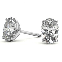 Boucles d'oreilles clous en argent sterling 925 certifié GRA avec moissanite véritable ovale glacée de 5x7 mm