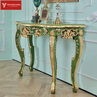 Console d'entrée de luxe en bois massif sculpté de style européen classique, table décorative pour salon
