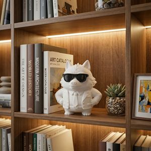 Statue de loup Cool <span class=keywords><strong>Boss</strong></span>, figurine animale blanche mate, portant un <span class=keywords><strong>costume</strong></span> et des lunettes de soleil, accessoire de décoration créatif pour la maison, le bureau ou le bureau à domicile - Product Image 5