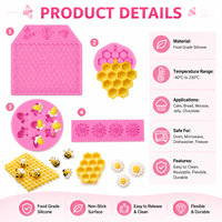 Ensemble de moules en silicone de qualité alimentaire pour fondant en forme de nid d'abeille et de marguerite, pour la décoration professionnelle de gâteaux, le chocolat, les bonbons et les outils de pâtisserie DIY