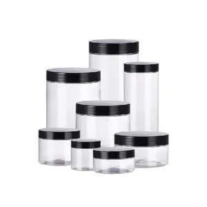 Pots cosmétiques rechargeables de luxe vides carrés clairs pots d'emballage pots en plastique carrés en vrac transparents à large bouche