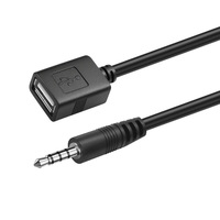 Câble adaptateur audio USB pour voiture BJC, gaine en PVC, connecteur mâle 3,5 mm vers USB femelle, pour connecter une clé USB à l'entrée AUX d'un amplificateur de voiture