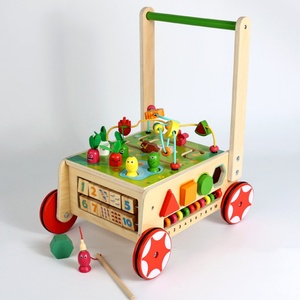 Cubo de Actividades de Madera, Bloque de Asistencia para Caminar, Carro de Empuje Manual para Bebés, Juguete Educativo Temprano - Product Image 1