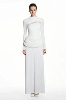 Robe longue élégante à manches longues et taille empire pour femme - Robe décontractée unie pour le printemps