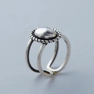 factory selling rhodium plating solid pure sterling silver ring 925