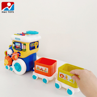 Train intelligent pour l'éducation précoce avec son et lumière, jouet de train en plastique de dessin animé pour enfants