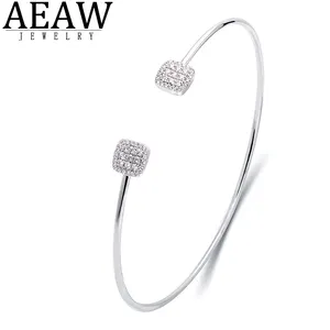 bangle 10k Suppliers-Aeaw Classic Real 10K Wit Goud Charme Armbanden Voor Vrouwen Natuurlijke Diamant Fijne Sieraden Gift Engagement Bangles Armbanden
