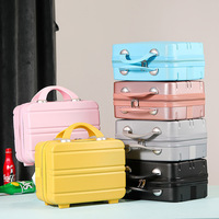 Trousse de Maquillage Rigide Portable pour Femme et Fille, Fermeture Éclair, Poignée Souple, 14 Pouces, Étanche, en ABS, Logo Personnalisé