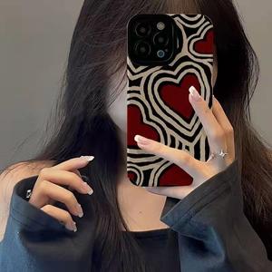 Casing HP Kulit Imitasi Motif Zebra Hati Cinta, Anti Sidik Jari, Tekstur Lembut, Grosir, Cocok untuk 17 Pro Max - Product Image 5