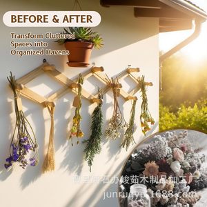 <b>Wooden</b> Dried Flower Storage Rack Foldable Wall Mounted <b>Coat</b> <b>Hook</b> For Entryway And Plant Specimen Drying - Product Image 4