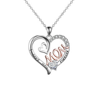 Collier en forme de cœur pour maman, lettre, deux tons, cristal, je t'aime pour toujours, pendentif en forme de cœur, colliers pour maman, fête des mères - Product Image 5
