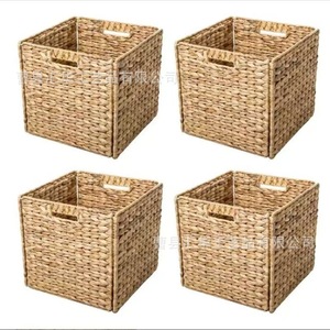 Cross-border spot water hyacinth woven <b>baskets</b>, high-quality handmade woven storage <b>baskets</b>, <b>foldable</b> storage <b>baskets</b> - Product Image 2