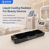 Radiateur de refroidissement liquide OCOCOO entièrement en cuivre 283 mm 32 mm Haute densité Faible bruit Compact Stable Double ports G1/4 pour équipement de beauté