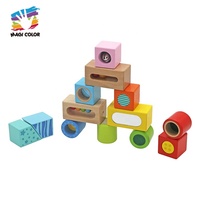 Blocs d'empilage sensoriels Montessori Jouet de construction en bois éducatif précoce pour le développement de la motricité des enfants W13A322