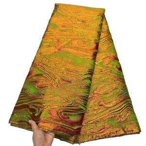 2024 haute qualité africain brocart Jacquard dentelle tissu 5Yards <span class=keywords><strong>Net</strong></span> français <span class=keywords><strong>dorure</strong></span> strass pour robe de mariée décoration - Product Image 5