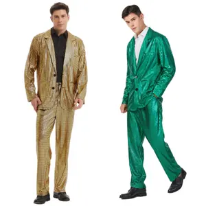 Men's Halloween Disco Laser Sequin Suit Costume For All Saints' Day TV Movie Inspired Party Dress Men's Ball Suit