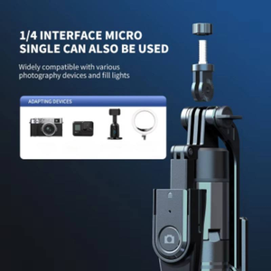Perche à <span class=keywords><strong>selfie</strong></span> 4 axes de 180 cm avec cardan rotatif et double anneau lumineux LED pour diffusion en direct, trépied perche à <span class=keywords><strong>selfie</strong></span> - Product Image 6