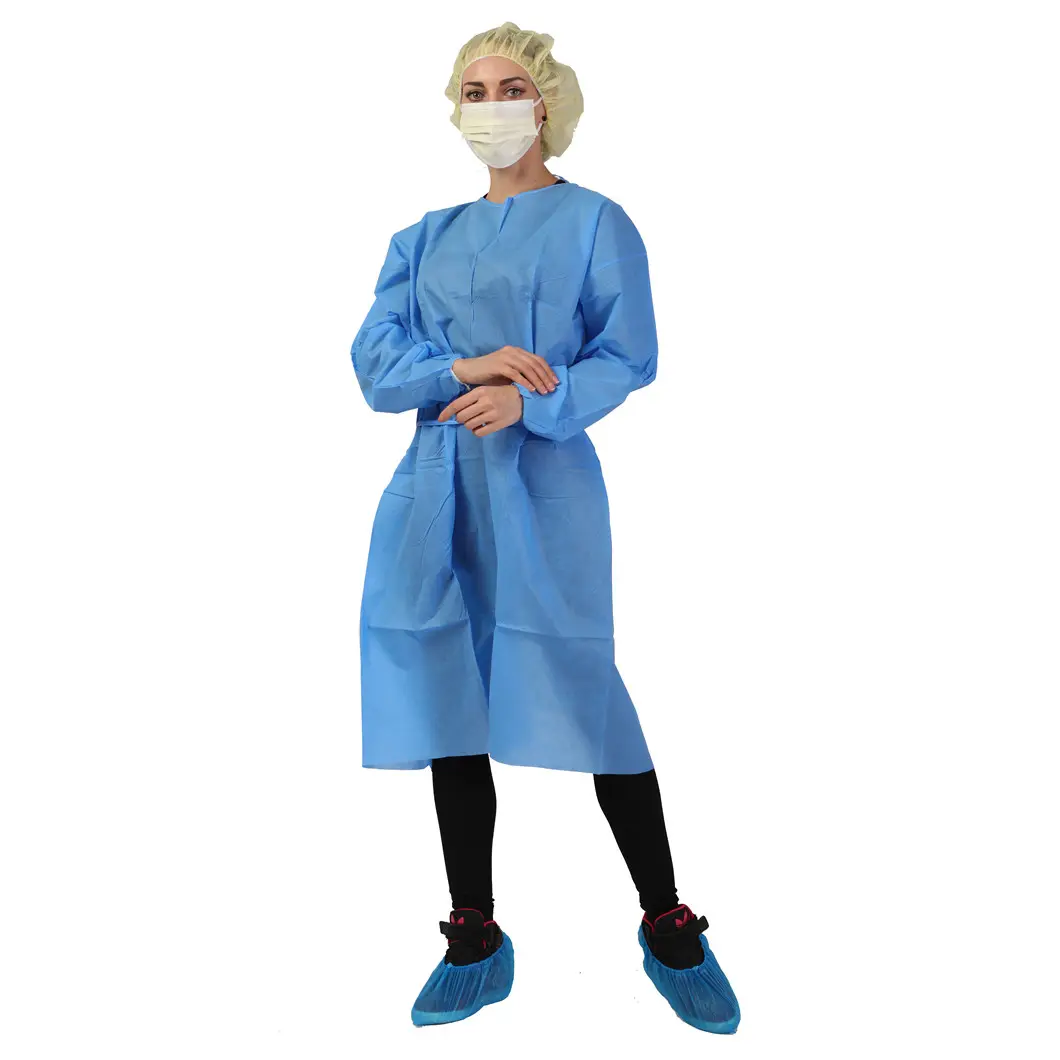 PP Non-Woven workwear Elastic cuff Hot Sale Hospital Uniform Doctors Disposable Confort Medical Surgical Scrub Suit