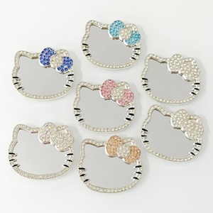 Miroir compact en alliage avec strass pleine surface effet diamant, breloques DIY à dos plat, accessoires pour coques de téléphone, sacs et pochettes - Product Image 1