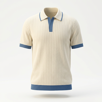 Polo en maille pour homme OEM, col polo, manches courtes, mélange viscose et nylon, bordure contrastée