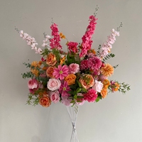 Arreglos Florales para Letrero de Bienvenida de Boda, Arco de Flores en Rosa Intenso, Rosa Pálido y Naranja Quemado para Decoración de Bodas