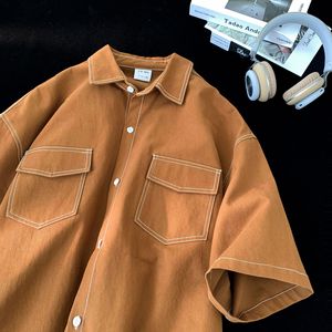 Camicie a Maniche Corte in Stile <span class=keywords><strong>Giapponese</strong></span> Retrò per <span class=keywords><strong>Uomo</strong></span>, Primavera 2025, Nuovo Design Trendy, Anti-Pilling, Traspiranti in Spandex/Poliestere - Product Image 5