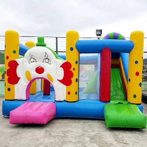 Castillo inflable para fiestas infantiles con tobogán, combo de brincolín inflable con diseño de payaso de circo. - Product Image 1