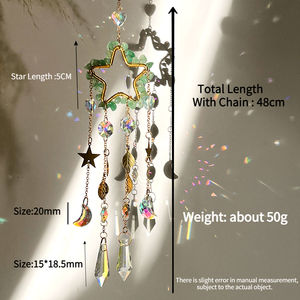녹색 Aventurine 별 크리스탈 창 Suncatcher 매달려 달 태양 포수 유리 프리즘 자동차 매력 백미러 홈 장식 - Product Image 6