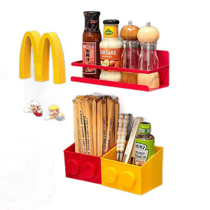 Cute Magnetic Fridge Organizer Rectangle 1 Compartment Hanging Kitchen Spice Storage Box PP Material - Product Image 2