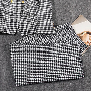 Conjunto de Blazer y Pantalones Formales de Estilo Coreano Vintage, Corte Regular, Diseño Casual a Cuadros y Espiga, Primavera-Otoño 2025 - Product Image 3