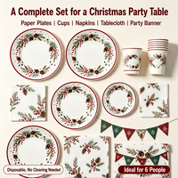 Assiettes en papier jetables de Noël 9 pouces, qualité alimentaire, imperméables, motif pomme de pin, ensemble de vaisselle de fête pour dîner de fin d'année
