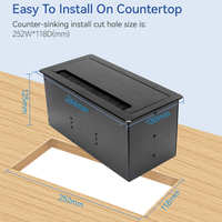 Boîtier de connectivité de table, argenté, 4 prises standard EU, noir