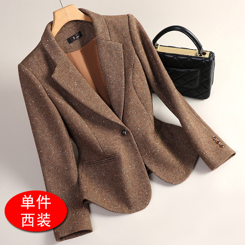 coffee-colored suit