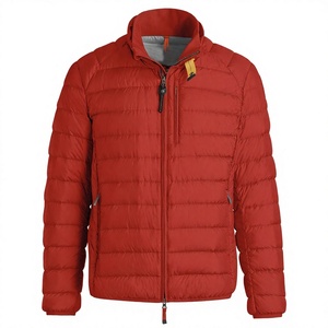 Veste matelassée unisexe rouge coupe ajustée, col montant, fermeture éclair, rembourrage en coton, coupe-vent, séchage rapide, doublure polaire, décontractée, hiver - Product Image 3
