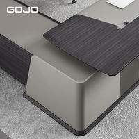 Escritorio Ejecutivo Moderno de Lujo de Alta Gama en Forma de L, Muebles de Oficina de Madera Acanalada para CEO, Escritorio Presidencial para Jefe