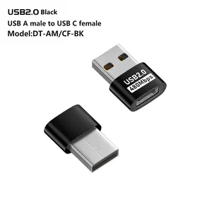 Adaptador convertidor USB 2,0 C macho a USB A hembra Conector OTG 480Mbps 3A Enchufe de alimentación tipo C