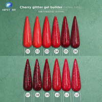 Gel de construction pour ongles HEMA FREE, haute pigmentation, rouge scintillant, auto-nivelant, gel de paillettes cerise, gel de construction naturel